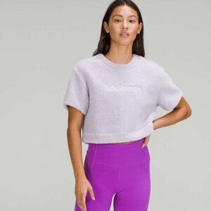 Lululemon Women's Lavender Textured Fleece Embroidered Logo Sleeve Shirt Size 6